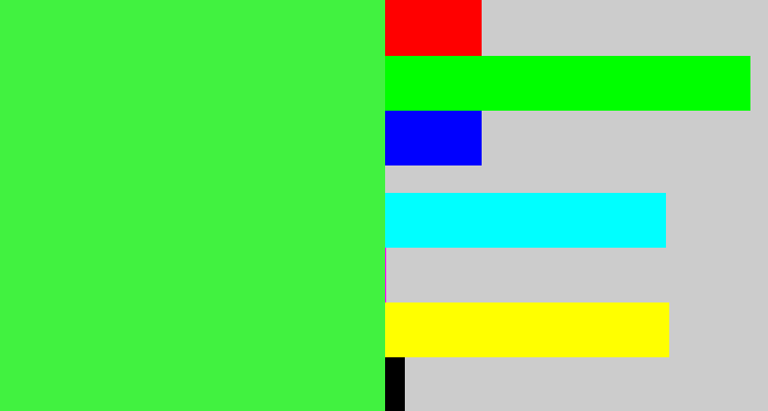 Hex color #41f240 - light neon green