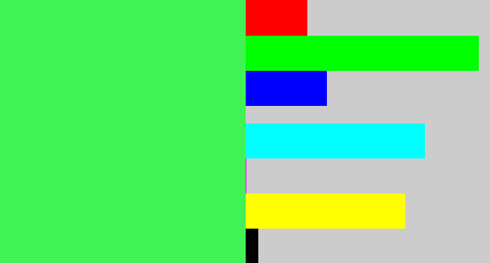 Hex color #41f255 - light neon green