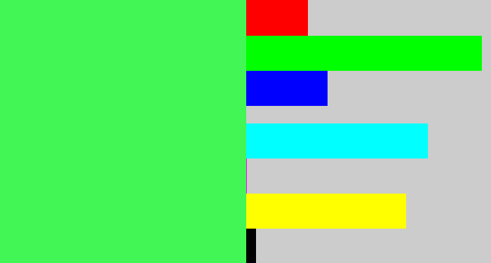 Hex color #41f655 - light neon green