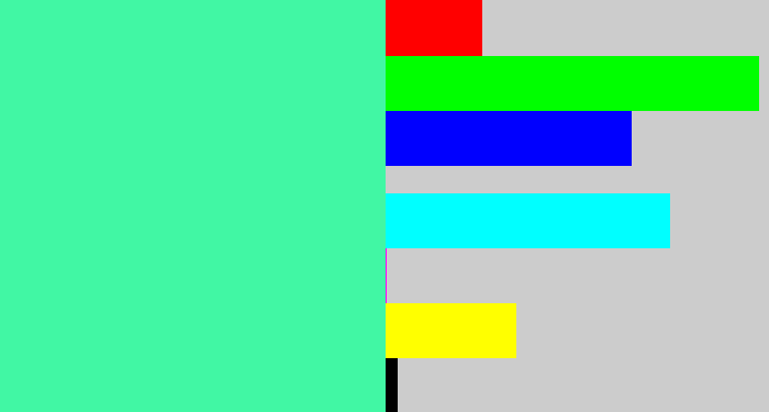 Hex color #41f7a4 - sea green