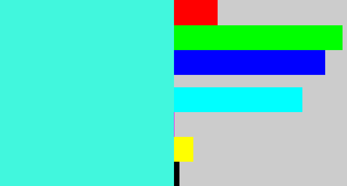 Hex color #41f7dd - bright cyan