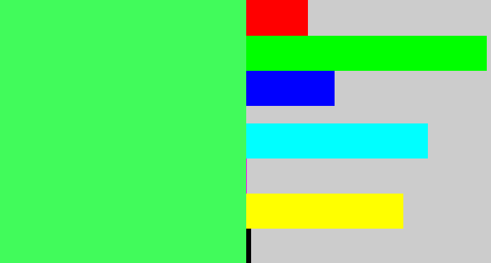 Hex color #41fb5b - light neon green