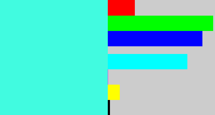 Hex color #41fbe0 - bright cyan