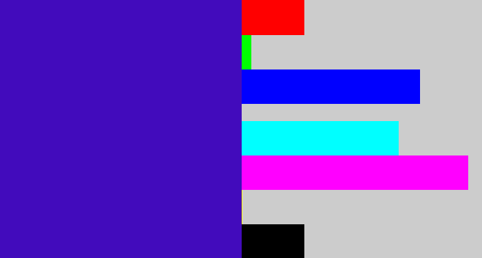 Hex color #420bbc - indigo blue