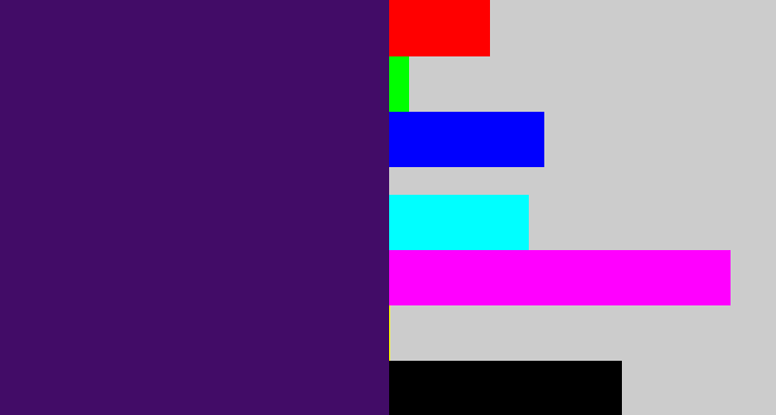 Hex color #420c67 - royal purple