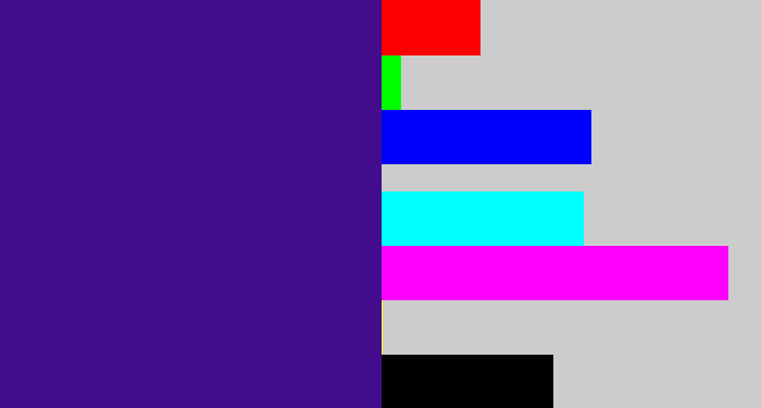 Hex color #420c8c - indigo