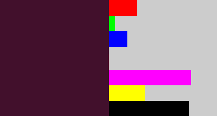 Hex color #42102c - aubergine