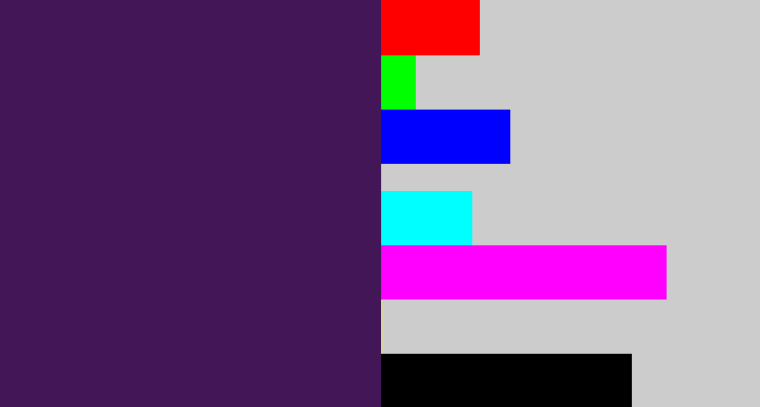 Hex color #421657 - plum purple