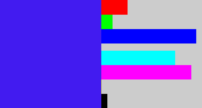 Hex color #421bf0 - light royal blue