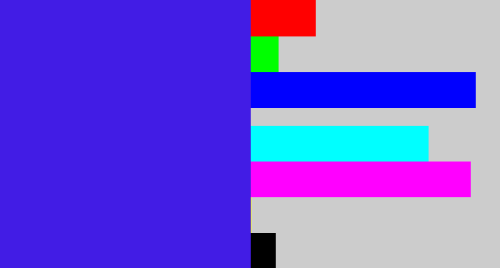 Hex color #421ce5 - light royal blue