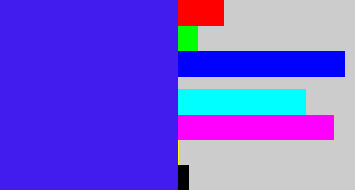 Hex color #421cef - light royal blue