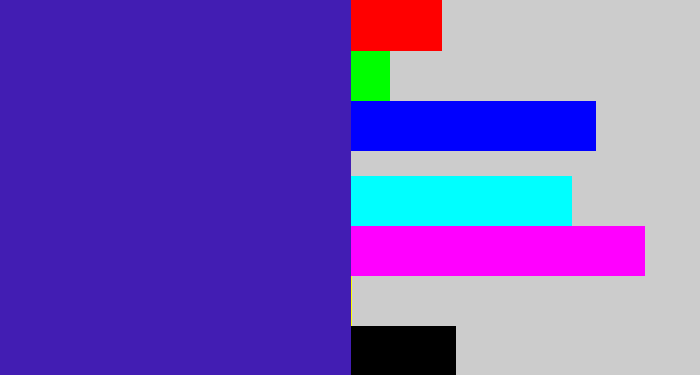 Hex color #421db3 - indigo blue