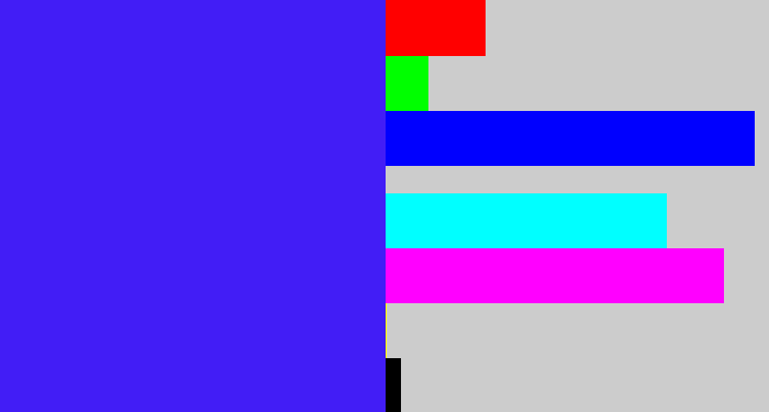 Hex color #421df6 - light royal blue