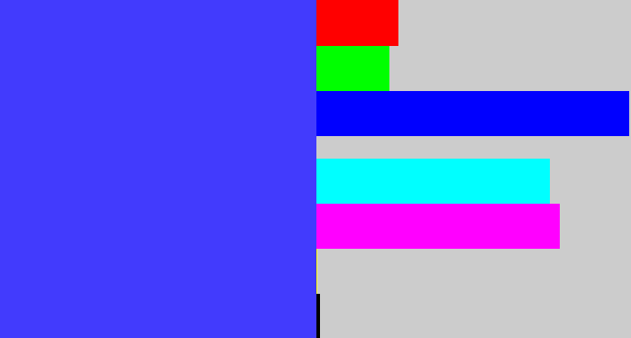 Hex color #423bfd - light royal blue