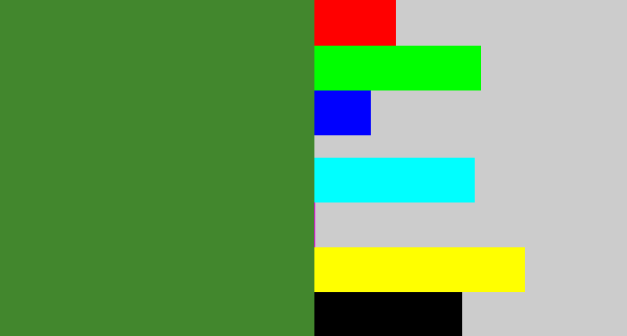 Hex color #42872d - fern green