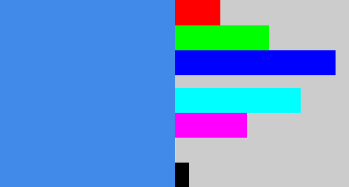 Hex color #428aea - dark sky blue