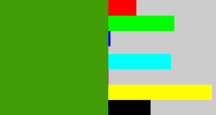 Hex color #429c06 - grassy green