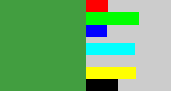 Hex color #429e40 - mid green