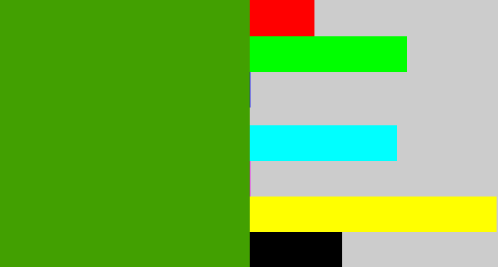 Hex color #42a001 - grassy green