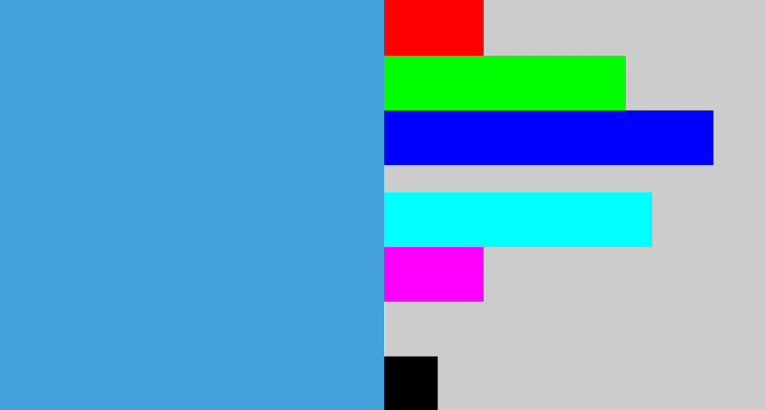 Hex color #42a1db - dark sky blue