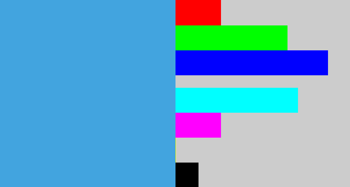 Hex color #42a4df - dark sky blue