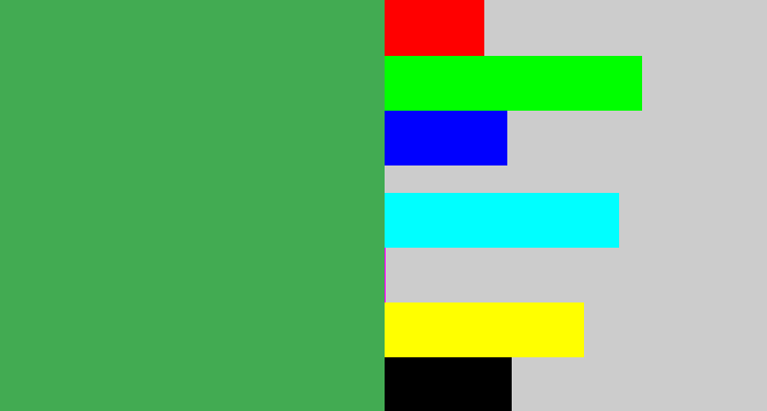 Hex color #42ab52 - medium green