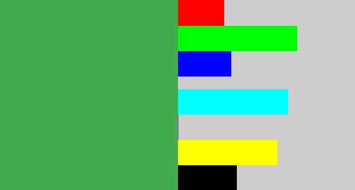 Hex color #42ac4c - medium green