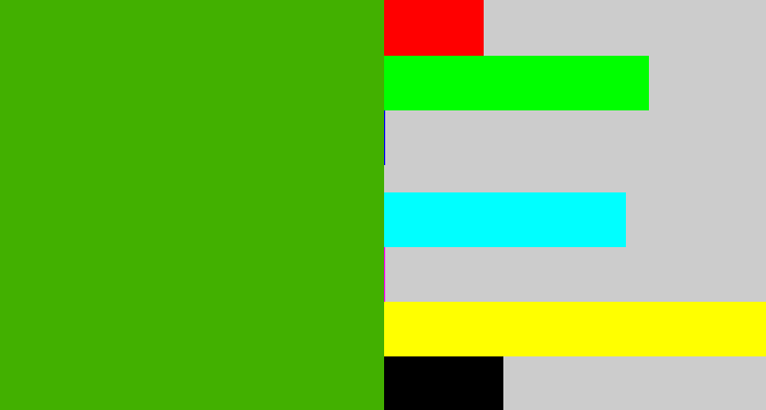 Hex color #42b000 - lawn green