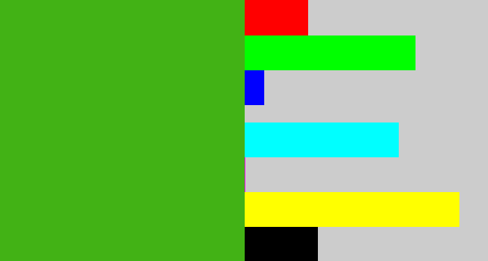 Hex color #42b215 - lawn green