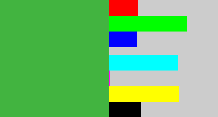 Hex color #42b440 - medium green