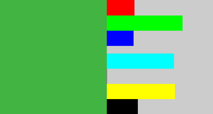 Hex color #42b441 - medium green