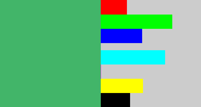 Hex color #42b569 - dark seafoam green