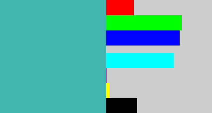 Hex color #42b5af - greeny blue