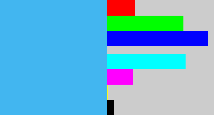 Hex color #42b6f0 - dark sky blue