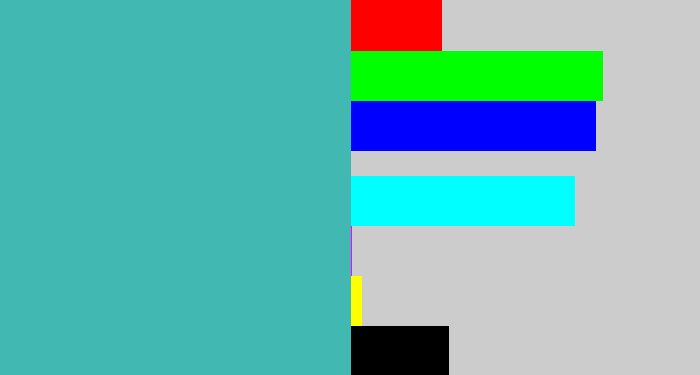 Hex color #42b8b2 - greeny blue