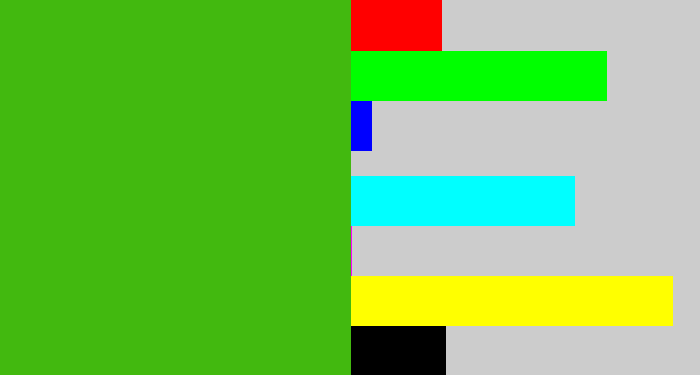 Hex color #42b90f - frog green