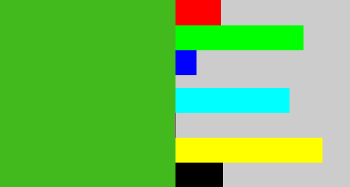 Hex color #42ba1e - frog green