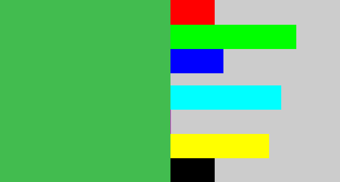 Hex color #42bc4f - medium green