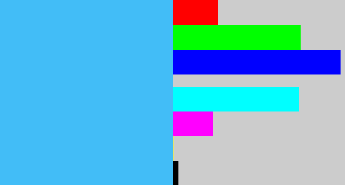 Hex color #42bdf7 - dark sky blue