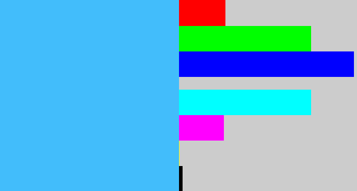 Hex color #42bdfb - sky blue