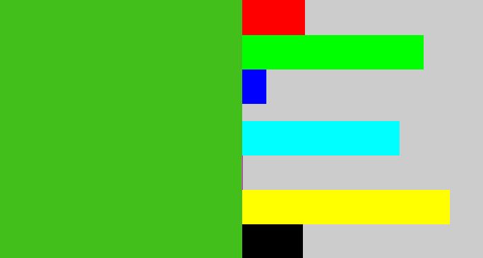 Hex color #42bf1a - frog green