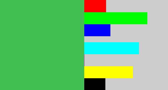 Hex color #42bf50 - medium green