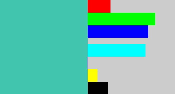 Hex color #42c5af - greeny blue