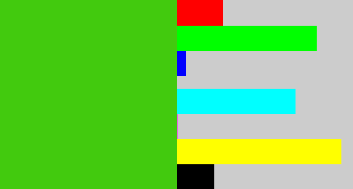 Hex color #42ca0e - frog green