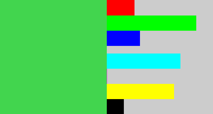 Hex color #42d54e - lightish green