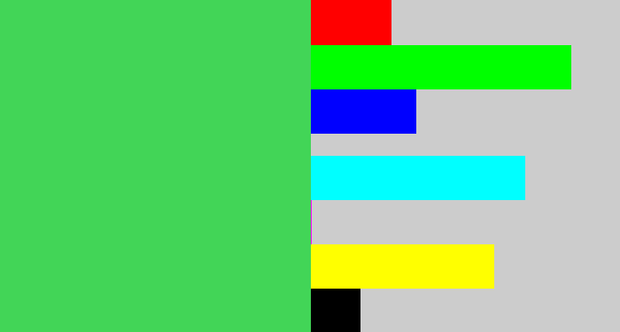 Hex color #42d557 - lightish green