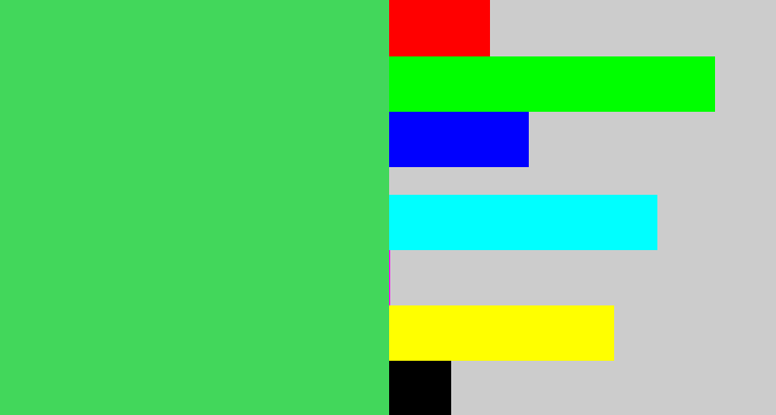 Hex color #42d75b - lightish green