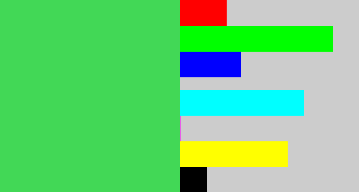 Hex color #42d856 - lightish green