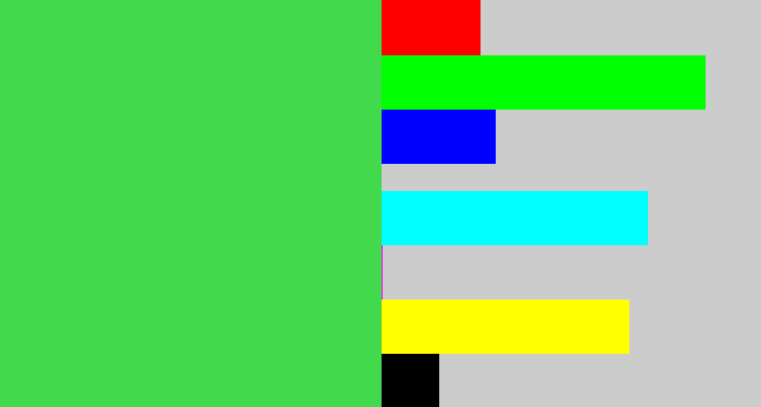 Hex color #42d94c - lightish green