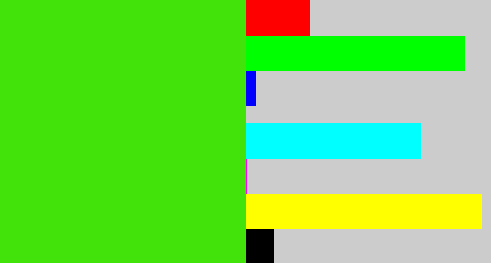 Hex color #42e30a - vivid green